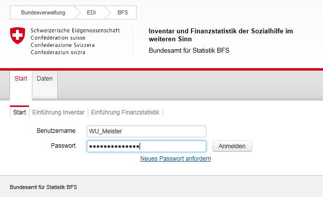 Abbildung 4: Anmelden 2.3 Neues Passwort anfordern Aus Sicherheitsgründen laufen die Passwörter alle drei Monate ab.