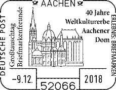 3,10 790 Pstfrische Gedenkganzsache Dm zu Aachen 2,60 791# Gedenkganzsache Dm zu Aachen mit EVST Bnn 3,10 791 Die gestempelten Belege werden whl erst im Januar 2019 zum