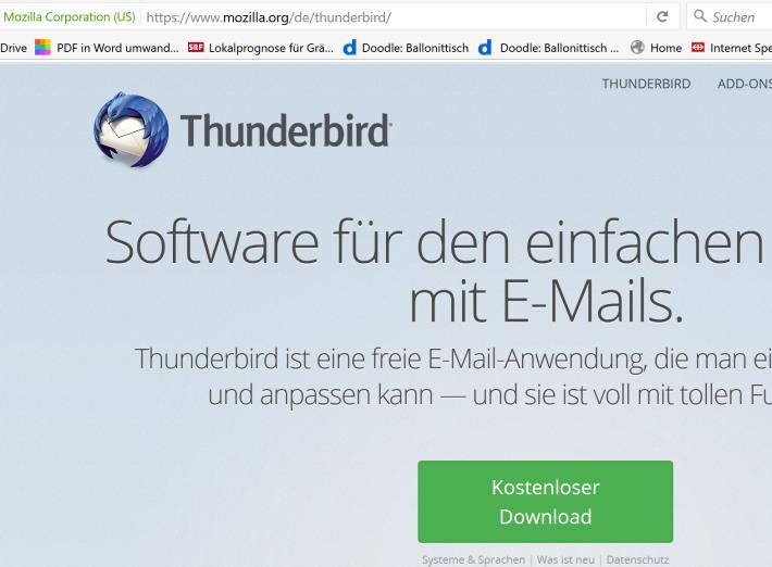 Schritt 1 a: Installation von Thunderbird Wie vorher schon gesagt, wenn ihr schon Outlook oder Thunderbird