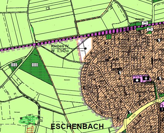 Anlass und Zielsetzung ANLASS Die Gemeinde Eschenbach beabsichtigt gemäß Aufstellungsbeschluss vom 19.04.2016 die Erweiterung des bestehenden Baugebiets Kreben III vorzunehmen.