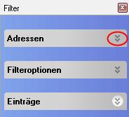 3.5.1 Filterleiste Die Filterleiste für die Adressen kann durch Ihren Administrator frei gestaltet werden.