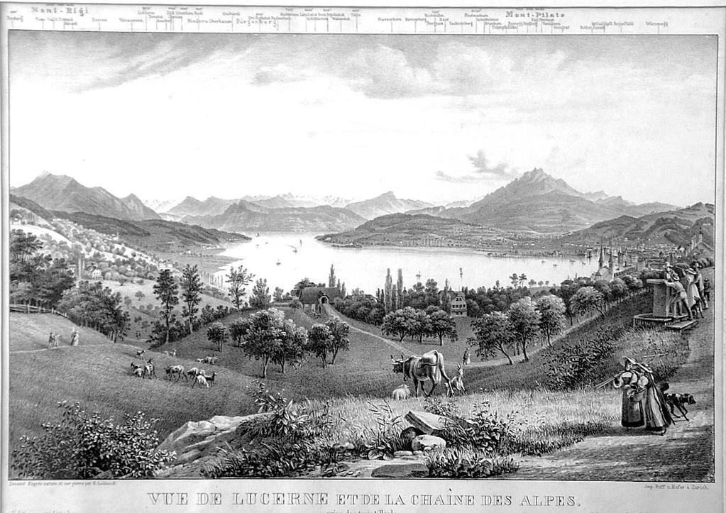 Werkverzeichnis Bild-Nr. 404 -Nr. Bildtitel Vue de Lucerne et de la chaîne des Alpes, um 1840 Lithograph Druckerei Verlag Signaturen Bemerkungen Ruff u.