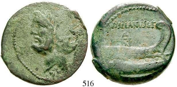 ss+ 220,- 506 Aes Grave AE-Quadrans 225-217 v.chr., Rom. 75 g. Liberal- Serie. Hand l.