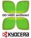 So ist es nur eine logische Konsequenz, dass KYOCERA als Unternehmen nach der internationalen Umweltmanagementnorm ISO 14001 zertifiziert ist. Ressourcenschonendes Produktkonzept.