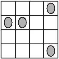 Also muss B+B=0 mit B=0 sein, denn wäre B=5, so ergäbe sich ein Überhang auf die Hunderterstelle. 19. Vier Marienkäfer sitzen auf verschiedenen Zellen eines 4 x 4 Rasters.