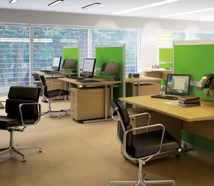 Visualisierung Bürosituation Stellwände Logic 690 Die Stellwand Lindner Logic 690 bietet höchste Anpassungsfähigkeit bei der Gestaltung von Büros und Open Space Bereichen.