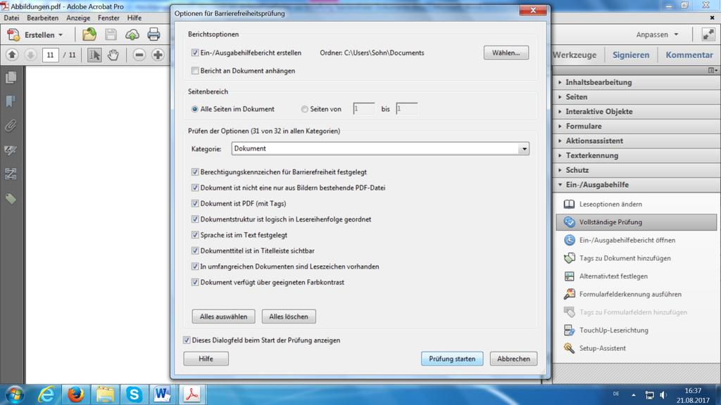 Bearbeiten der Dokumentvorlage mit Adobe Acrobat XI Pro 19 5 Überprüfen auf Barrierefreiheit in Acrobat Wie Word verfügt auch Adobe Acrobat XI Pro über eine integrierte Prüfung auf Barrierefreiheit.