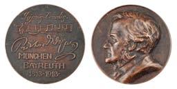 Ortsnennungen (Leipzig, Venedig, München, Bayreuth) sowie Dat. 1813-1913. D. 3,8 cm. (19) 15.- 627 Zeissig, Julius (Leipzig 1863-1944) Bronze, patiniert.