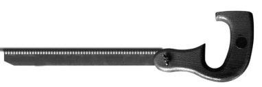 Petit cadre de scie en métal léger et ergonomique (150 ) fait de la fonte injectée alu, avec poignée douce, remplacement et serrage de la lame avec un écrou.