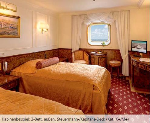 Kabinen und Ausstattung Alle Kabinen der MS Deutschland sind sehr komfortabel und stilvoll ausgestattet. Sie verfügen über zwei Betten bzw.