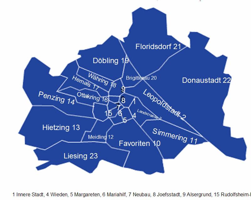 Gesamtrisiko Wien Die schlechtesten Bezirke sind Brigittenau, und Fünfhaus Die gesündesten Bezirke sind Hietzing und Mariahilf Brigittenau (20) Fünfhaus (15) Margareten (5) Meidling (12) Penzing (14)