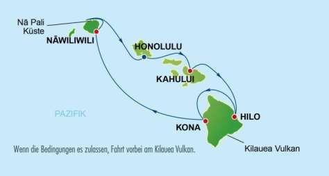 ROUTENHIGHLIGHTS Pride of America Hawaiis Inselwelten 7-Tage-Kreuzfahrt Hawaii ab/bis