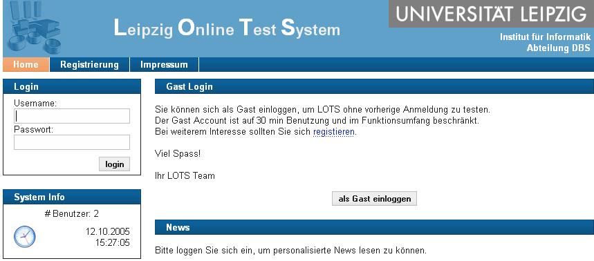 Online Übungen LOTS (Leipzig Online Test System) http://lots.