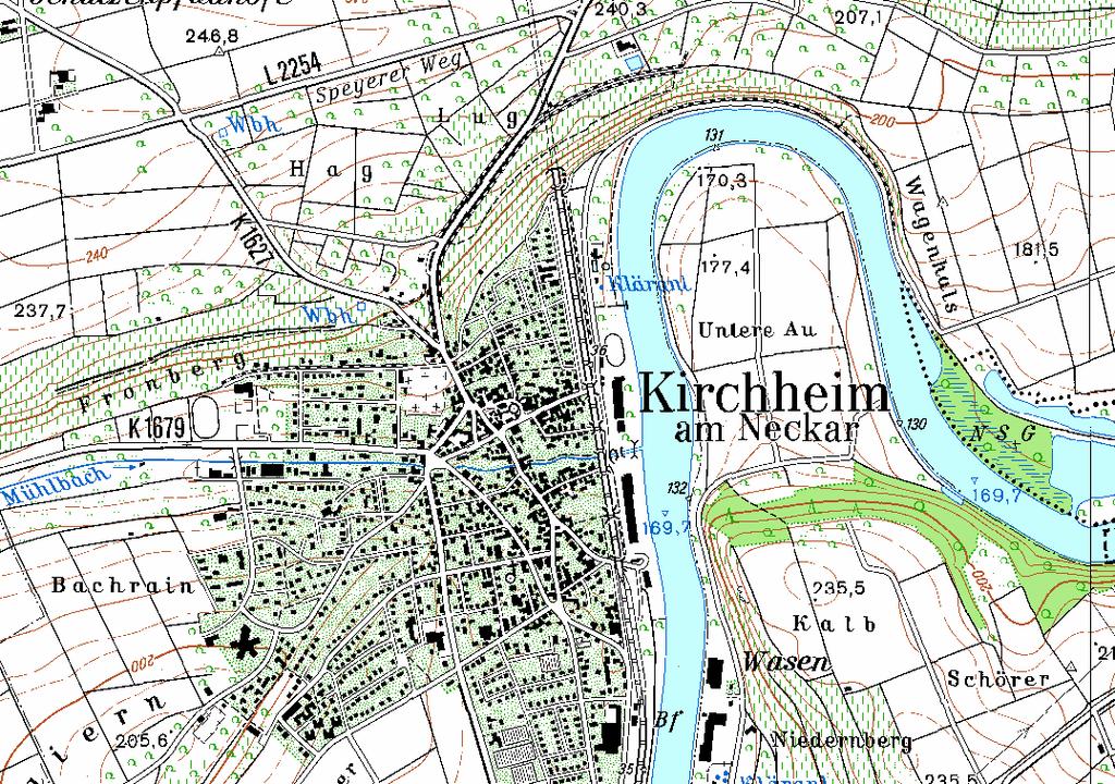 Topographie / Naturraum Kirchheim befindet sich im nördlichsten Teil des Landkreises Ludwigsburg direkt am Neckar.