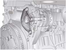 Kühlmittelpumpe Sie ist als Flügelradpumpe ausgeführt und wird stirnradseitig in den Zylinderblock eingesteckt. Der Antrieb erfolgt über Zahnräder des Rädertriebes.