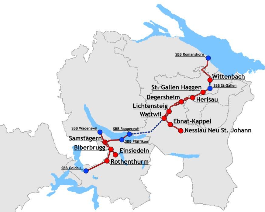 Das SOB Netz 123 km