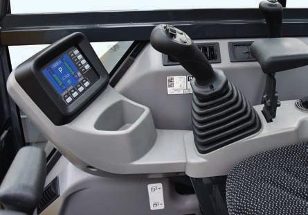 Erhöhter Fahrerkomfort Die proportionalen Joysticks sind Bestandteil der Standardausrüstung und ermöglichen die sichere und präzise Steuerung der Anbaugeräte.