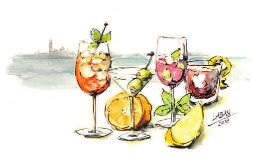 Aperitifs APEROL SPRITZ 0,2 L 5,50 MARTINI - BIANCO, ROSSO, DRY 5 CL 4,50 SHERRY DRY, MEDIUM 5 CL 4,50 CAMPARI SODA 5 CL 5,50 CAMPARI