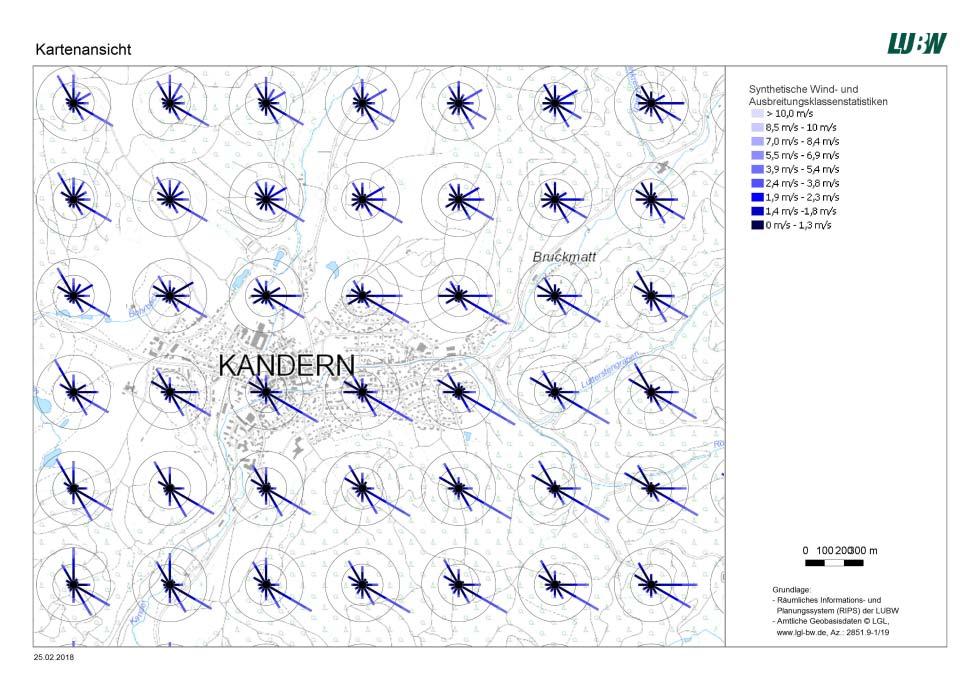 Anhang 3 Windverteilung Abbildung A3-1: Synthetische Winddaten in Kandern, 2017 (Datenbasis von