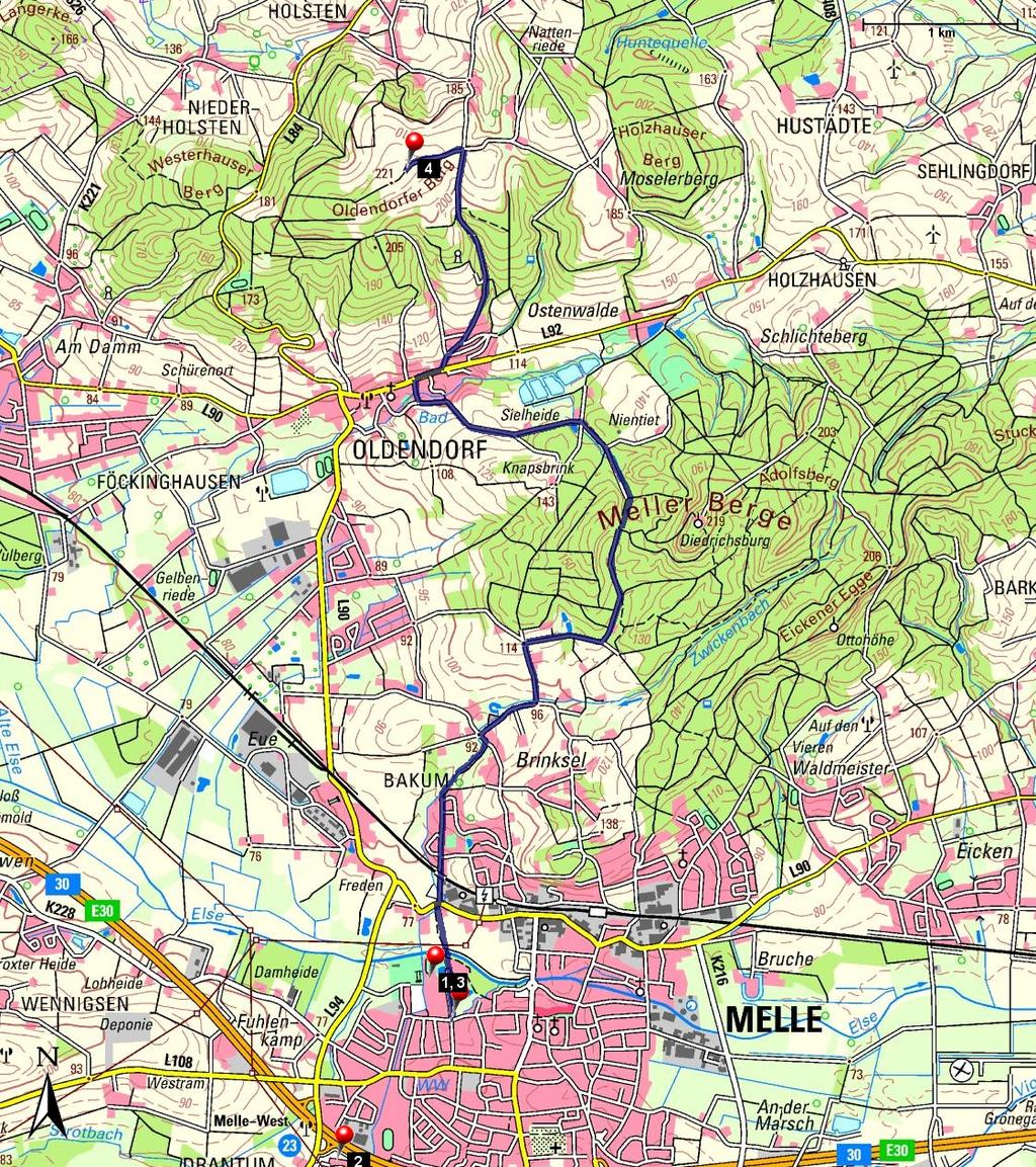 Länge: 8,43 km Dauer: ca. 3 Stunden Start: Melle-Mitte Friedrich-Ludwig-Jahn-Straße.