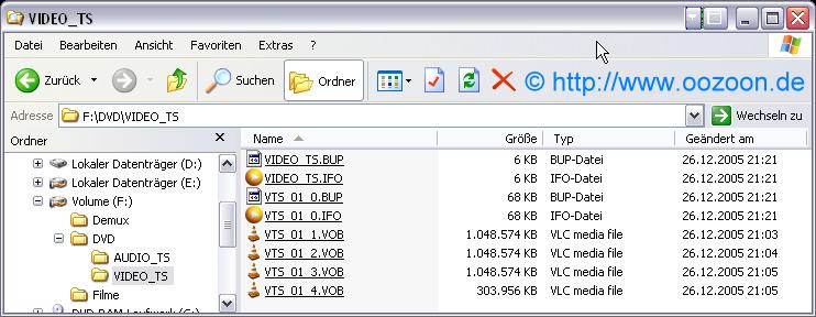 Diese Dateistruktur kann mann jetzt mit Nero oder anderen Progs brennen, aber wir wollen ja nur Freeware Programme nutzen Ich erzeuge jetzt ein DVD-Image