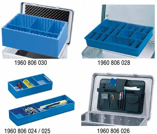 LADUNGSSICHERUNG Alubox - Zubehör Eurobox Kunststoffeinsatz: aus PS blau, inkl. 2 Teilern. Kombinationsmöglichkeiten für 1960 806 007: 4 x -024, oder 2 x -025 und 3 x -024.