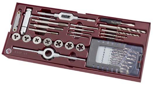 Art. 4900-59B Bohr- und Gewindeschneidwerkzeug-Schale, 42-tlg. Schneideisenhalter Schneideisen, M3 - M4 - M5 - M6 - M8 - M10 - M12 Gewindeschablone, 0.