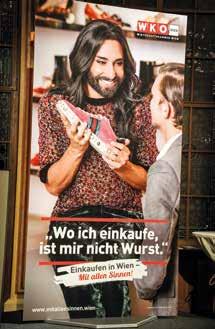 Und über allem schwebte Conchita, das neue Testimonial der Werbekampagne Einkaufen mit allen Sinnen der Wirtschaftskammer, die Lust auf das Shoppingvergnügen in Wien machen soll.