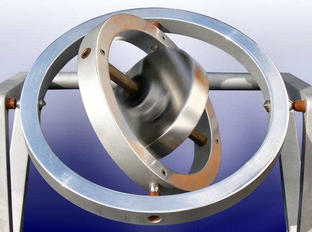 Der Kreisel im Käfig E in Gyroskop o Kreiselinstrument ist ein kardanisch aufgehängter, rasch rotieren, symmetrischer Kreisel.