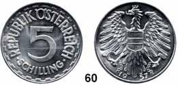 1000 Schilling 1997, 98, 99 und 3 Silbermünzen 100 Schilling 1997, 1998 und 1999. KM 3043, 3046, 3051, 3052, 3059 und 3062. SATZ 6 Stück Im Holzetui... PP** 1.