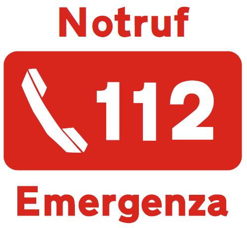 Pertanto il logo potrà essere completato sul lato destro con del testo addizionale per esempio Notruf (tedesco), Emergenza (italiano), Emergënza (ladino), ma anche Emergency (inglese), ovvero a