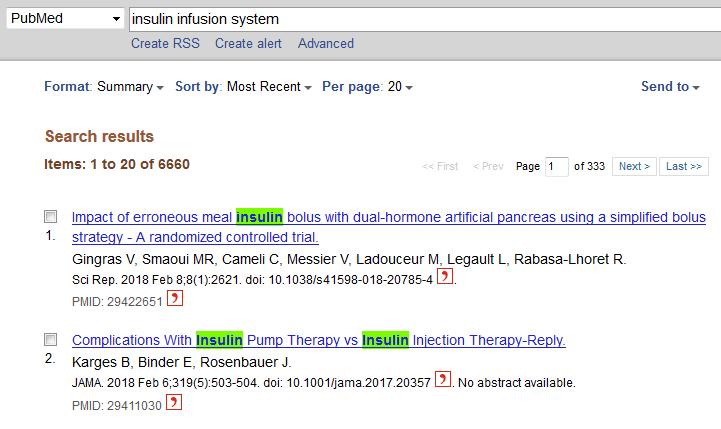 Freie Textwortsuche in PubMed PubMed vergleicht die Suchbegriffe mit