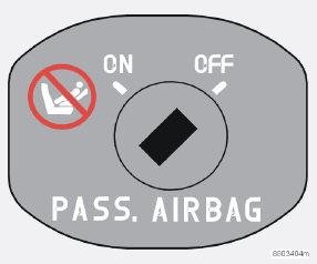 01 Sicherheit 01 Aktivierung/Deaktivierung des Airbags (SRS) Stellung des Schalters WARNUNG Lassen Sie niemanden auf dem Beifahrersitz sitzen, wenn die Textmitteilung in der Dachkonsole anzeigt, dass