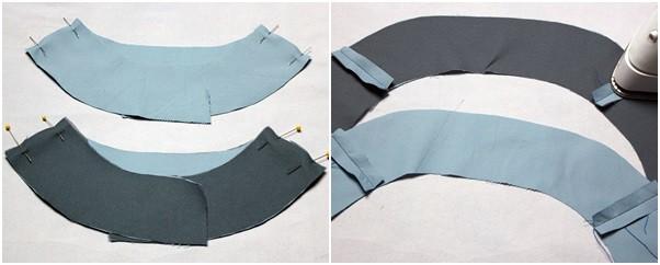 Baumwolle/ light -middleweight linen or cotton Verarbeitung/ Sewing: Step1: Kragen Vorbereitung/ Preparation collar Einlage für die Kragen ( nur äußere