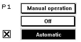 2 Prevádzkové dáta čerpadla * Nastavenie prevádzkového režimu čerpadla: ručná prevádzka (Manual operation) (zo siete), automatický režim (Automatic) (zo siete alebo v závislosti na regulačnej