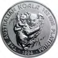 992: Diese Münze, ebenfalls von James Brown entworfen, zeigt einen Koalabären, der sich an zwei Eukalyptuszweigen festhält (Abb. 8).