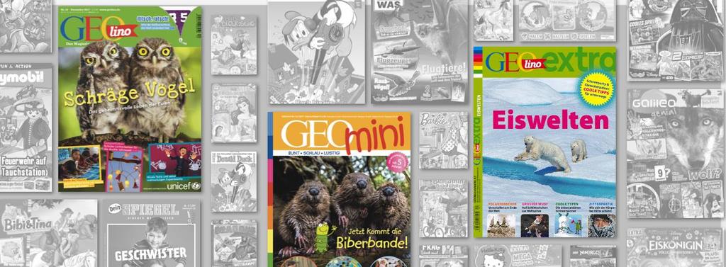 4 KINDER LESEN ZEITSCHRIFTEN Mehr als 4 Mio. Kinder lesen mindestens eine Kinderzeitschrift. 820.000 Kinder lesen mindestens eine der GEO-Kindermarken.