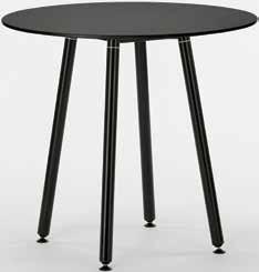 75 cm Tisch Vierfußgestell, pulverbeschichtetes Metall schwarz oder weiß, Platte laminiert oder Eiche Durchmesser: 120 cm