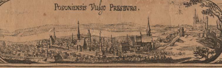 4. Veduta Bratislavy na mape z roku 1663. Zbierka máp a plánov AMB, mapa č. 359 5. Priamiho opevnenie Bratislavy z roku 1663.