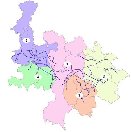 Clustering für die Vergabe der Wegnummern in den Naturparken Sternberger Seenland (links) und Nosssentiner/Schwinzer Heide (rechts): Die