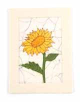 15,5 cm 2,90 ne6-30-112 Grußkarte Sonnenblume handgeschöpftes Papier mit Textilbatik, Doppelkarten mit