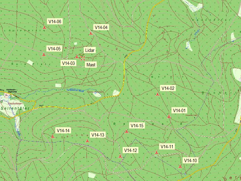 Seite 24 von 47 3.6 Grafische Darstellung des Windparks Abbildung 1: Topographische Karte [25] mit Standorten der geplanten WEA ( ) am Standort Straubenhardt.