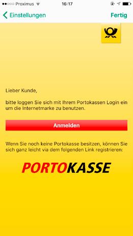 1) Einstellungen Damit Sie Internetmarken drucken können, benötigen Sie ein Portokassen-Konto bei der Deutschen Post. Klicken Sie auf das Logo PORTOKASSE, wenn Sie noch kein Konto haben.