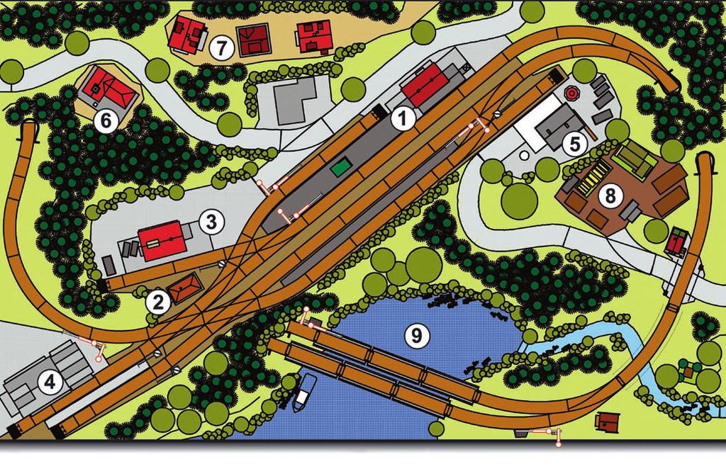 Endzustand Trix-C-Gleis Anlagen- und Gleisbeschreibung 1 Bahnhof Burgstein 2 Stellwerk Burgstein 3