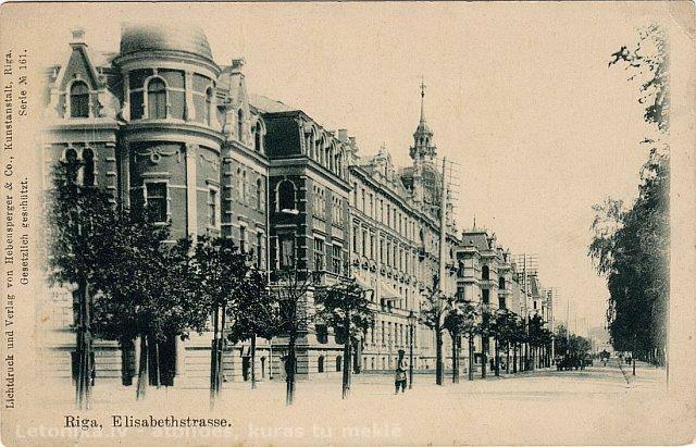 Bild 7 Riga, Elisabethstraße 7 auf einer Bildpostkarte um 1900 Auch der Name Girgenson (kyrillisch; deutsch Girgensohn, Red.