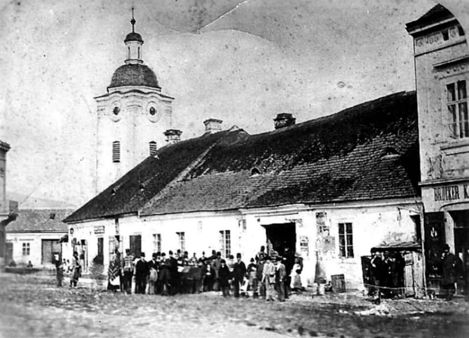 118 Marián Samuel Ján Tirpák Obr. 1. Nitra. Kostoly na najstaršom zobrazení mesta z roku 1562. 1 Kostol sv. Jakuba; 2 Kostol sv.