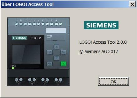 2.3 Menü im LOGO! Access Tool 2.3.3 Panel "Über" Im Panel "Über" werden die Versionsinformationen zum LOGO!