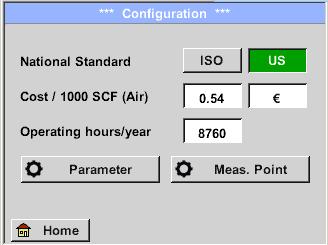Costurile de baza sunt introduse in campul cu text Cost / 1000 Nm³ pentru ISO sau Cost / 1000 SCF pentru US.