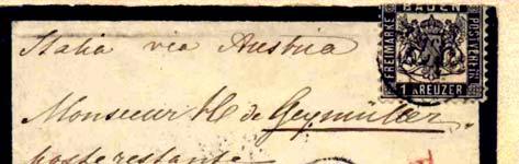 Mi. Nr. 17a(2) auf Brief aus Achern nach Italien/Firenza Ziel: Firenza/Italien Marke : Mi. Nr. 17a(2) + 18 + 25a Datum: 1869.01.10.