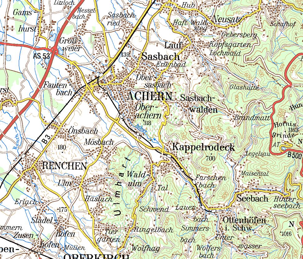 Sasbachried 10 Ottenhöfen/PA ab 1864 5 Großweier 11 Seebach 6 Gamshurst 12